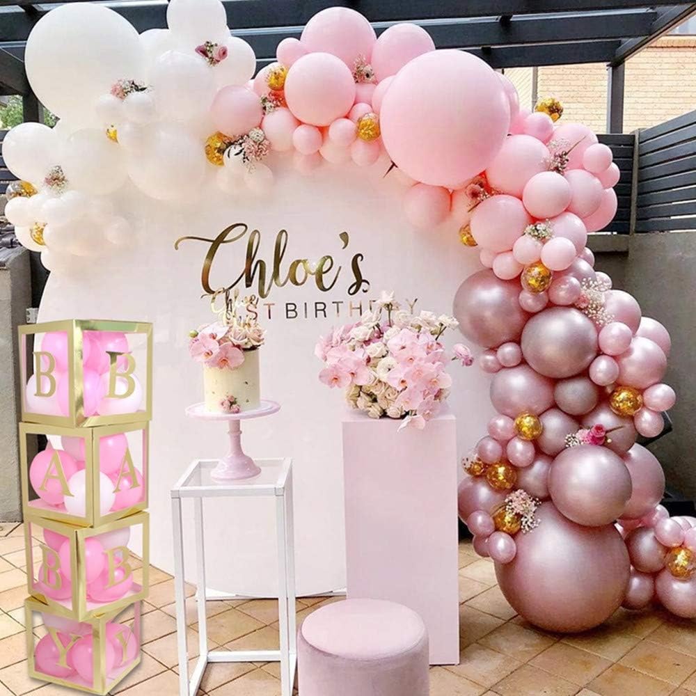 4PCS Transparent Balloon Boxes Baby Block Decoration with