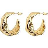 Chunky Hoop Earrings for Women Thick Gold Hoops Small Earrings 14k gold/Silver Plated Lightweight Cute earrings Gold Cartilage Earrings for women