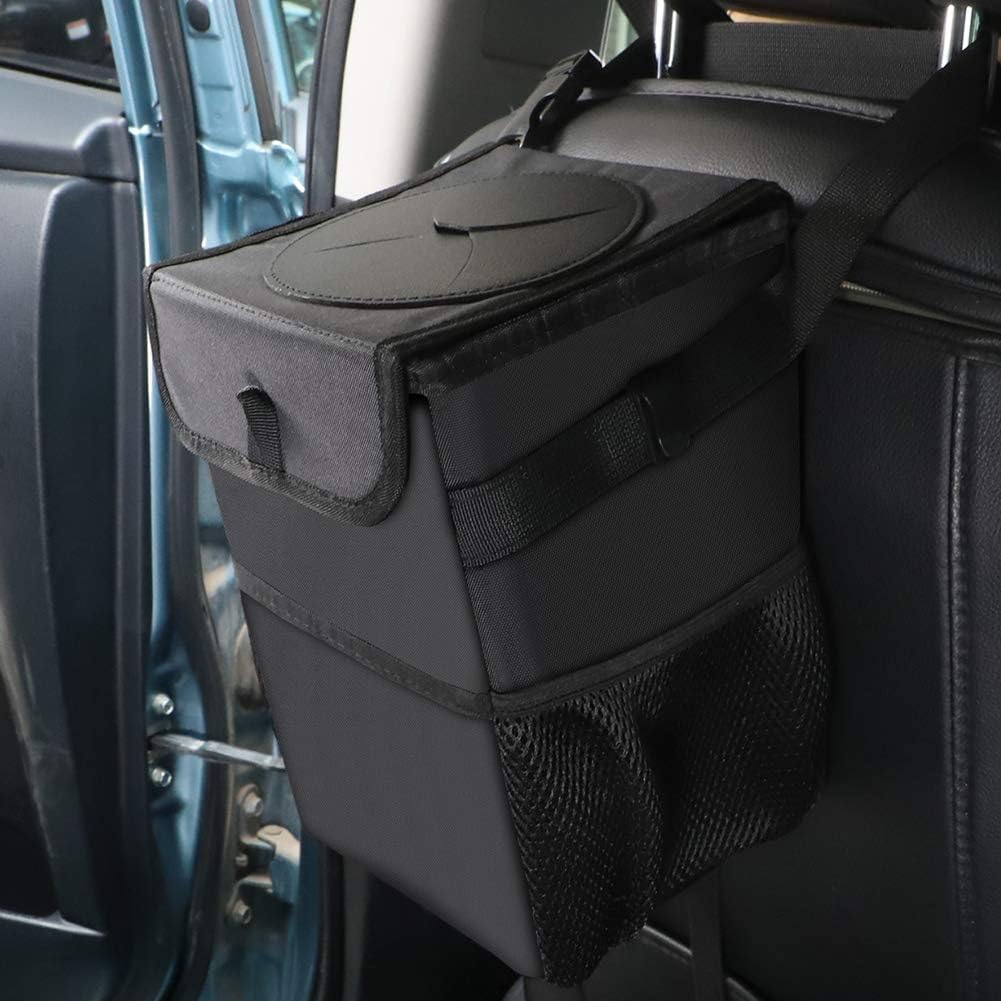 Yumi V Car Bin, Fordable Car Rubbish Bin Large-capacity Trash Can with Lid Waterproof Leak-proof Inside Lining Car Trash Bin Car Accessories for Women Men for Car/truck/minivan/SUV