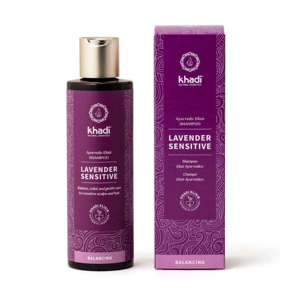 khadi LAVENDER SENSITIVE Ayurvedic Shampoo - For sensitive, delicate scalp & fine hair - 100% natural & silicone-free - 200g