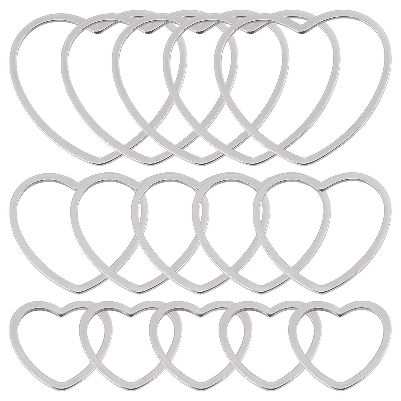 SUNNYCLUE 1 Box 60Pcs Valentines Day Heart Linking Rings Stainless Steel Open Bezel Charms Connectors Hollow Links Heart Love Charms Metal Resin Frame Charm for Jewelry Making Charms Adult DIY Craft — image 1