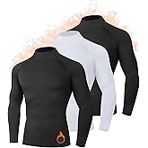 HovSiyla Mens Thermal Turtleneck Long Sleeve Compression Shirts Fleece Lined Athletic Tops Workout Gym Softness Base Layer