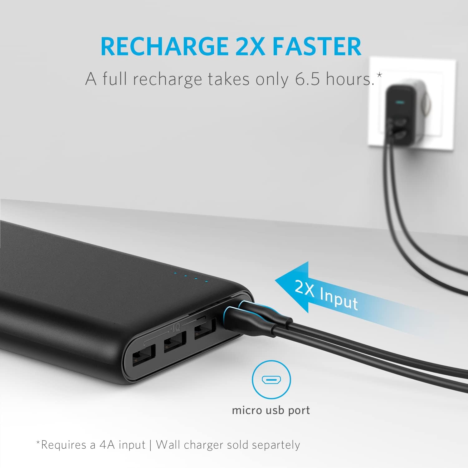 Anker Power Bank, 26,800 mAh External Battery with Dual Input Port and Double-Speed Recharging, 3 USB Ports Without A-C Cable, for iPhone Series, iPad, Samsung, Android and Other Devices