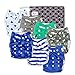 Nautical Reusable Unisex Newborn Baby Cloth Pocket Diapers 7 Pack with 7 Bamboo Inserts and 1 Wet Diaper Bag, One Size Adjustable Washable Organic Diaper Set, Baby Shower & Registry Gifts