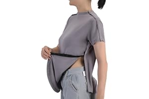 Weybaihe Post Shoulder Surgery Shirts with Concealed Snap Buttons on Both Sides | Lightweight Soft Chemo Shirt - Grey, Medium