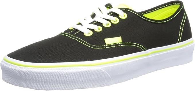 black and neon green vans