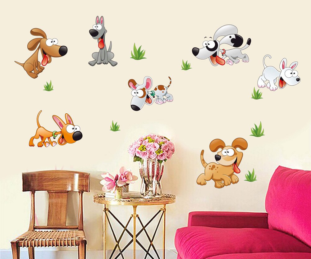 Decoración Wallpark Dibujos animados Encantador Perros Desmontable
