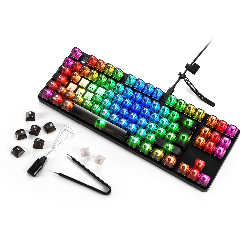 Sharkoon Crystal Shark RGB Gaming Tastatur, Kabellos und Kabelgebunden, Schwarz 7