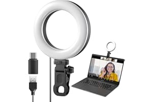 Meyin Ring Light Clip on Laptop Monitor, Webcam Light 10 Brightness Level Video Conference Lighting for Remote Working/Zoom Calls/Self Broadcasting/Live Streaming/Video Recording/TikTok