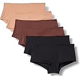 Amazon Essentials Women's Peached Microfiber Boyshort, Pack of 6