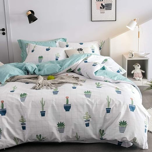 Amazon Com Layenjoy 100 Cotton Cactus Print Duvet Cover Set Twin