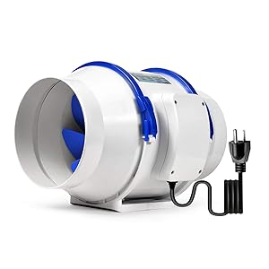 Hon&Guan Inline Duct Fan Exhaust Fan 311 CFM, Powerful & Quiet Mixed Flow Inline Fan Hydroponic Air Blower for Home Ventilation Bathroom Vent and Grow Room Ventilation(6 Inch)