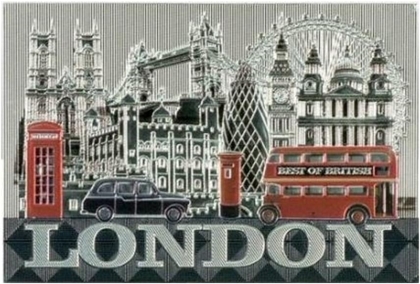 London Souvenir Fridge Magnet Landmarks Tower Bridge Red Bus Black Taxi Big Ben