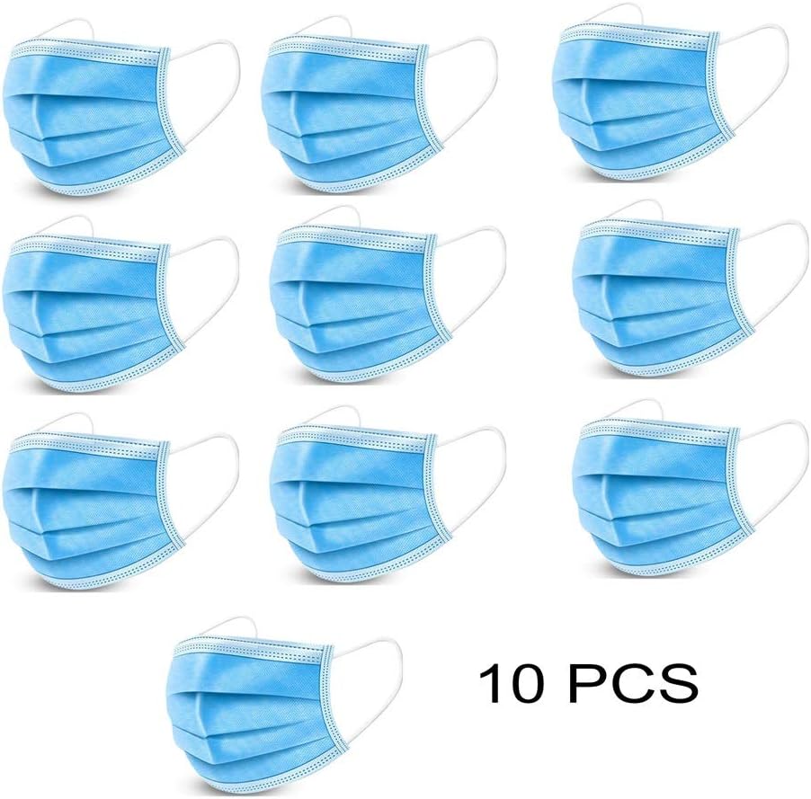 XXZJD Face Mask Disposable,10/50 PCS Standard-Sealed Bag With Ear Loops Cup Masks Breathable Earloop Face Mask 3 Layers Masks (Color : 10 packs)