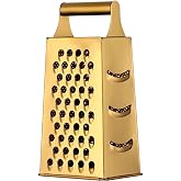 Guiyal Stainless Steel 4 Sides Multifunctional Grater Slicer with Handle | Gold,for Ginger, Garlic, Cucumbers, Carrots, Cheese, Potato, Ergonomic Design Kitchen Gadgets Accessories