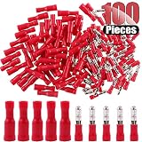 Hilitchi 50Pcs 22-16 Gauge Insulated Male and 50Pcs Female Bullet Quick Splice Wire Terminals Wire Crimp Connectors Set (Total 100Pcs)