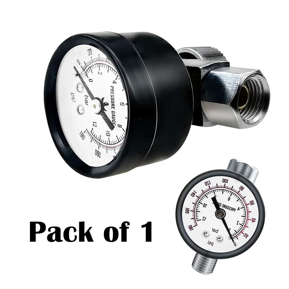 Beduan Water Pressure Regulator Valve, 1/4" Male Inlet 1/4" Outlet Female Water Oil Pressure Reducer Adjustable Control Valve with Gauge