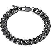 PROSTEEL Stainless Steel Bracelet for Men Women, Stylish Cuban Link Bracelets, Black/18K Gold Plated, W:4.8mm/6mm/10mm/14mm, L:19cm/21cm, Come Box