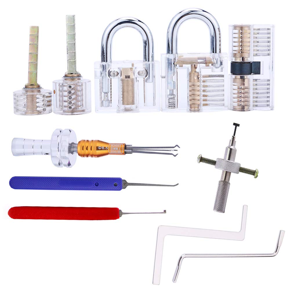 Loboo Idea 5 Pack Practice Transparent Padlock & Professional Lock Picking Tools for Beginner and Pro Locksmiths