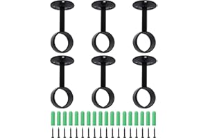 Shonmogar Curtain Rod Bracket 6 Pack Metal Curtain Rod Holders with Screws,Ceiling Mount Curtain Rod Brackets for 1-1/4 Inches Rod Sturdy Black Curtain Rod Brackets for Home Porch Patio