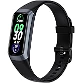Fitness Tracker Activity Tracker Smart Watch 1.10''AMOLED Touch Color Screen,Smart Watch with 24/7 Blood Oxygen Heart Rate,Sleep Monitor,IP68 Waterproof,Step Counter Health for Women Men (Black)