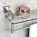 Alise Bathroom Glass Shelf Wall Mounted, Tempered Glass Bathroom Shelf with Towel Bar, SUS304 Stainless Steel Modern Floating Shelf, Brushed Nickel, 20 inch