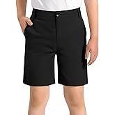 KEREDA Boys Uniform Shorts Elastic Waist Kids Golf Dress Preppy School Shorts with Pockets