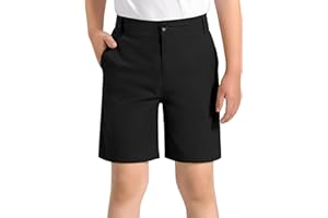KEREDA Boys Uniform Shorts Elastic Waist Kids Golf Dress Preppy School Shorts with Pockets
