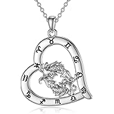 Zodiac Necklace for Women Sterling Silver Astrology Heart Necklace 12 Constellations Horoscope Pendant Zodiac Jewelry Gifts