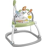 Fisher-Price Baby Bouncer SpaceSaver Jumperoo Activity Center with Lights Sounds and Folding Frame, Sweet Snugapuppy
