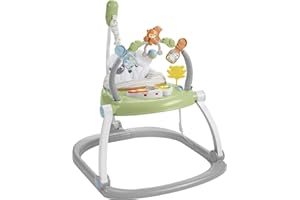 Fisher-Price Baby Bouncer SpaceSaver Jumperoo Activity Center with Lights Sounds and Folding Frame, Sweet Snugapuppy