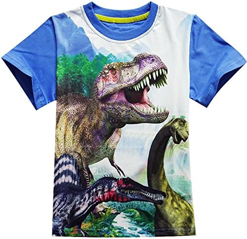 Yipwin Boys Shirts Easter Day Toddler T-Rex Short Sleeve T-Shirts, Dinosaur Tops Tee Shirt For Kids (4T,Blue)