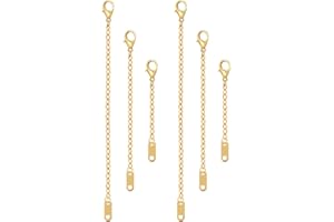 BEANPRECOY 6 Pcs Necklace Extender Chains,18K Gold Stainless Steel Necklace Extenders Set, 2in 4in 6in Necklace Extenders wit