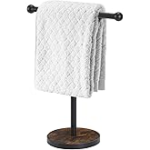 YINMIT Hand Towel Stand, T-Shape Height 15” Wood Countertop Towel Holder Stand, Hand Towel Rack with Heavy Base for Bathroom Kitchen Countertop Vanity