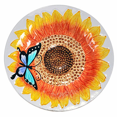 Peaktop 2202581 Outdoor 11" Sunflower Fusion Glass Bird Feeder