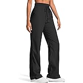 G4Free Lightweight Women's Straight Leg Workout Pants Ruched Drawstring Joggers with Pockets Casual Athletic Slacks