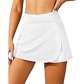 Holipick Swim Skirt for Women High Waisted Skirt Swimsuit Tummy Control Split Bathing Suit Bottoms with Built-in Shorts White