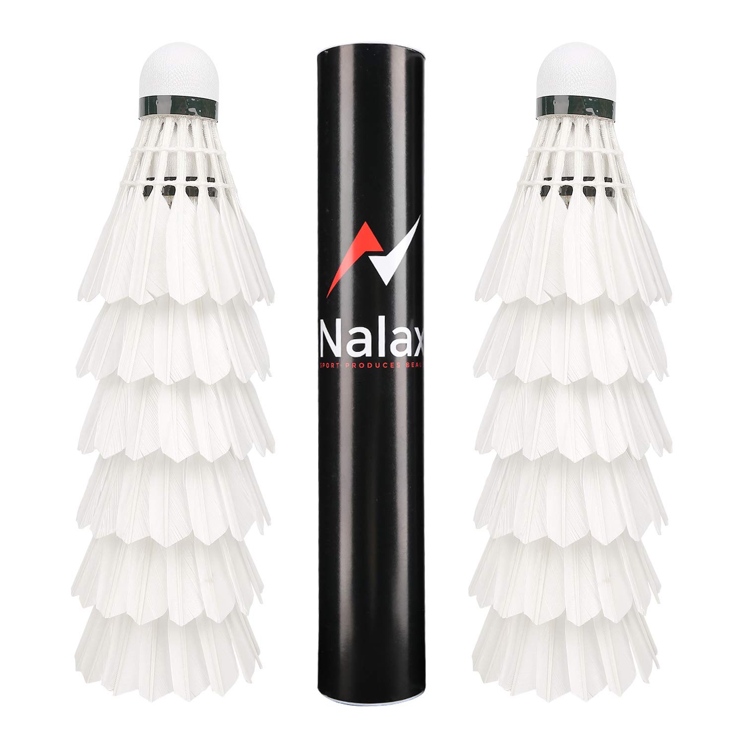 Nalax Badminton Birdie,12-Pack Professional Duck Feather Badminton Shuttlecocks Feather Ball With Great Durability Stability and Balance,Suitable for Professional Training Or Family Outdoor Sports