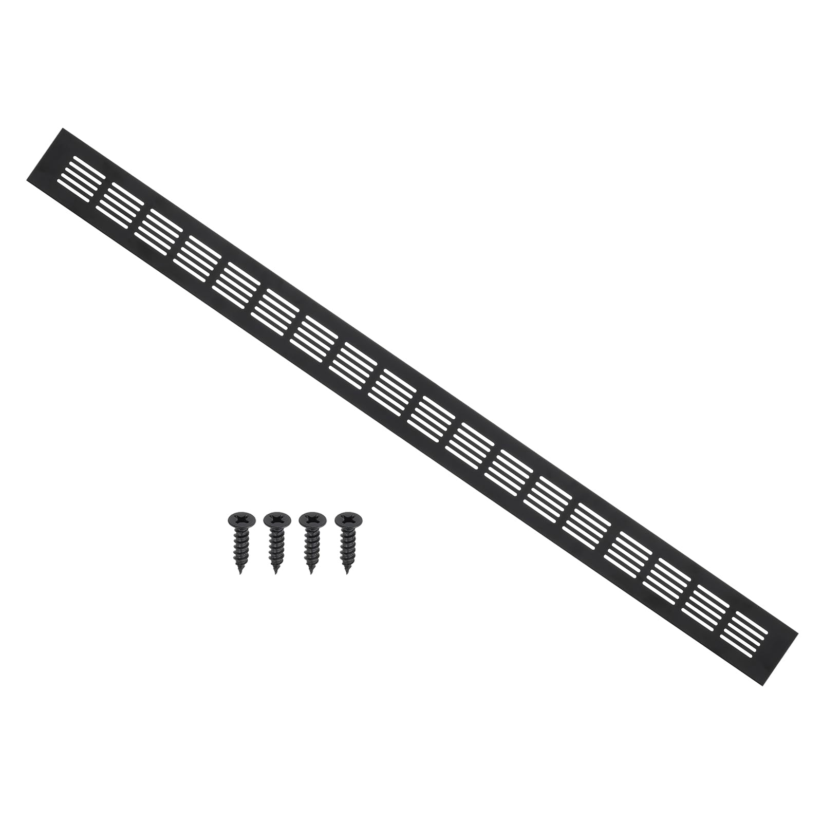 PATIKIL 27.6 x 2 Inch Door Air Vent Cover, Aluminum Grille Ventilation Cover Louvered with Mounting Screws for Cabinet Wardrobe Door, Black