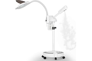 Professional Facial Steamer, Kingsteam 2 in 1 Face Steamer with 3X Magnifying Lamp and More Stable Wheel Rolling Base Design for Face Sauna Spa and Personal Care Use at Home or Salon.