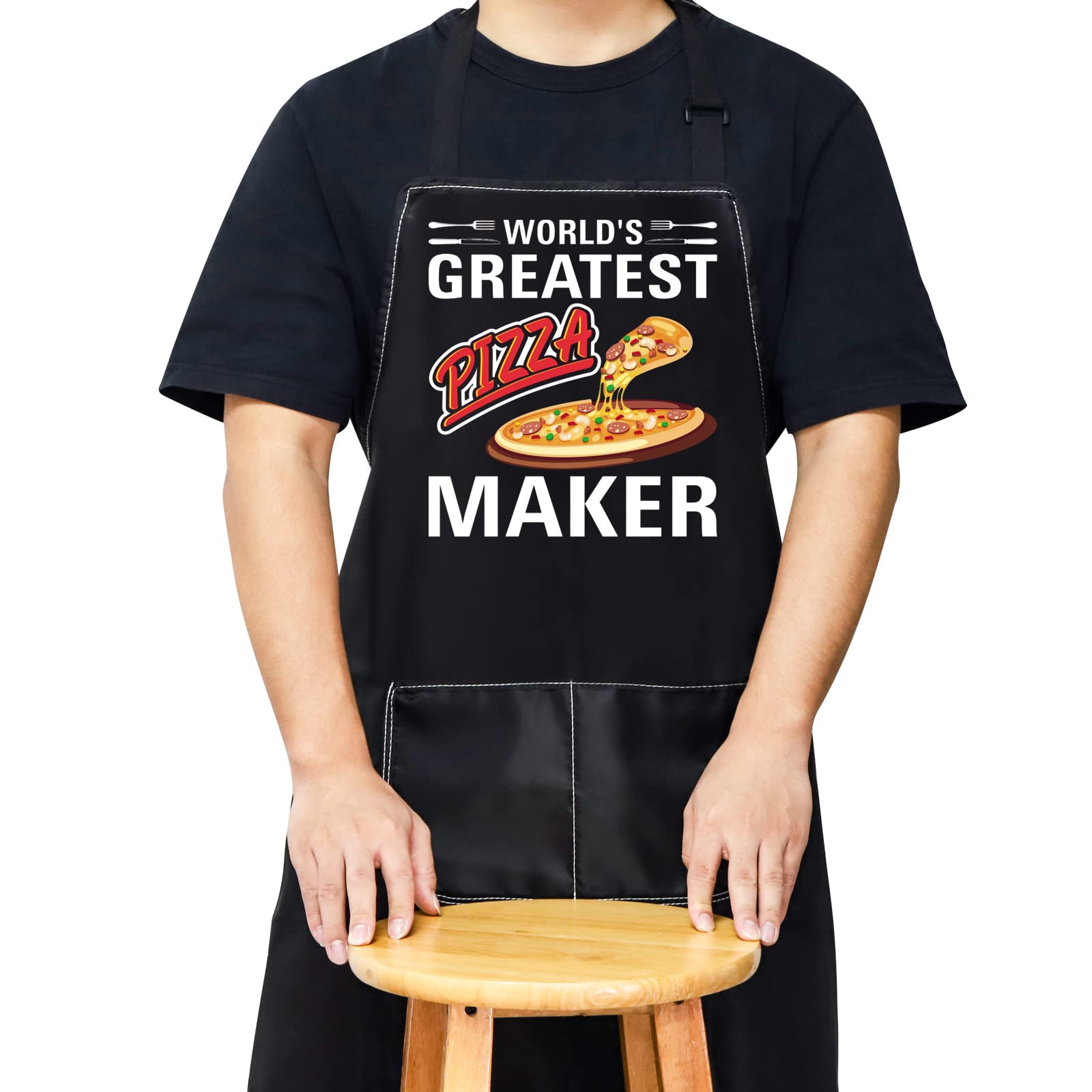 WZMPA Pizza Lover Adjustable Apron With Pocket Pizza Chef Gifts World's Greatest Pizza Maker Apron For Men Women, Pizza Maker Apron, Medium
