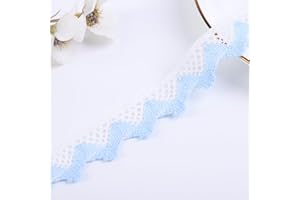 DYSHIPEN Cotton Lace Ribbon for Crafts-Sewing Lace Trims-Crochet Lace Ribbon for DIY Sewing Wedding Bridal Dress,Costume,Ewing 0.87'' Wide 20 Yards (Blue)