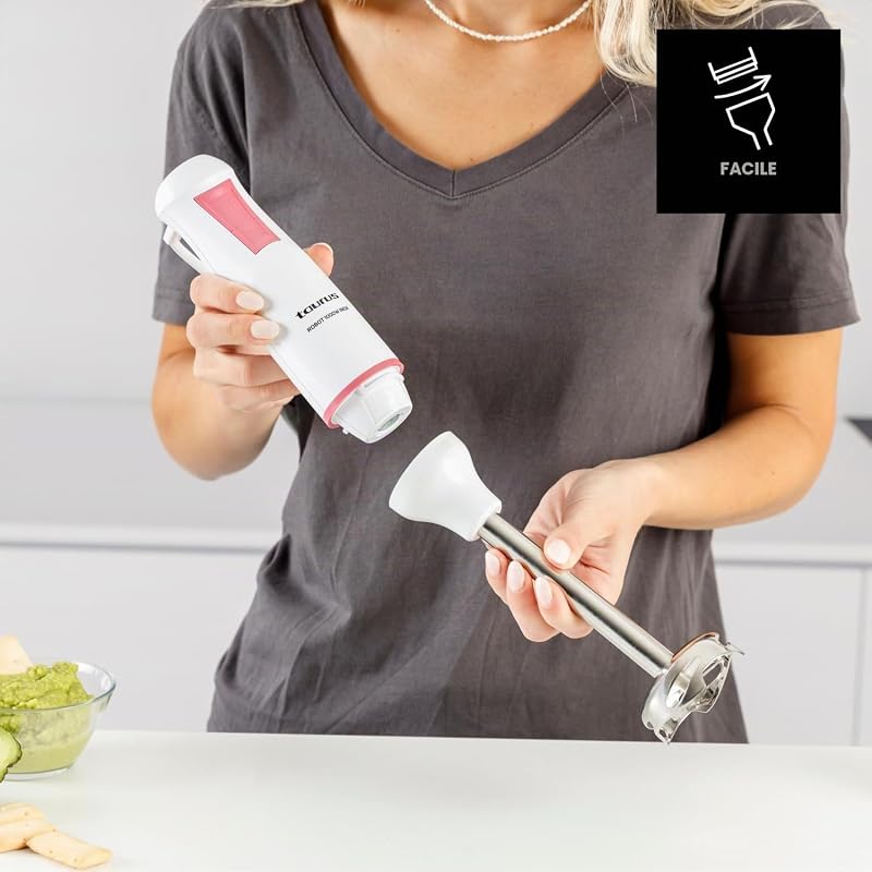 - Frullatore a immersione, 1000W, Turbo, lame inox, anti-schizzo