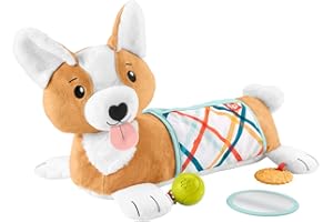 Fisher-Price Baby Toy 3-in-1 Puppy Tummy Time Wedge Support with Mirror, Teether & Rattle, Developmental Play for Newborns Ag