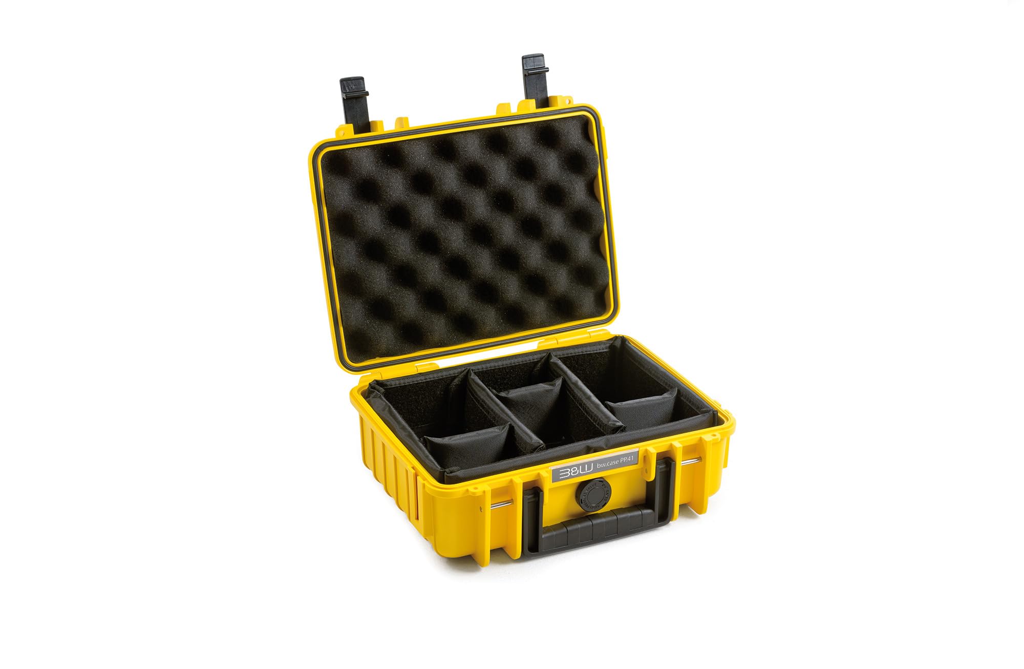 B&W Outdoor Transport Case - Type 1000 with Padded Divider - Yellow - Waterproof according to IP67 Certification and Dustproof