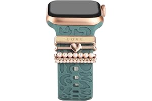 FERJITGR Decorative Rings Loops Compatible with Apple Watch Silicone Bands Charms 49mm 46mm 45mm 44mm 42mm 41mm 40mm 38mm iWatch Series 10 9 8 7 SE 6 5 4 3 2 1 Watchband Metal Diamond Charms Accessories (No Band)