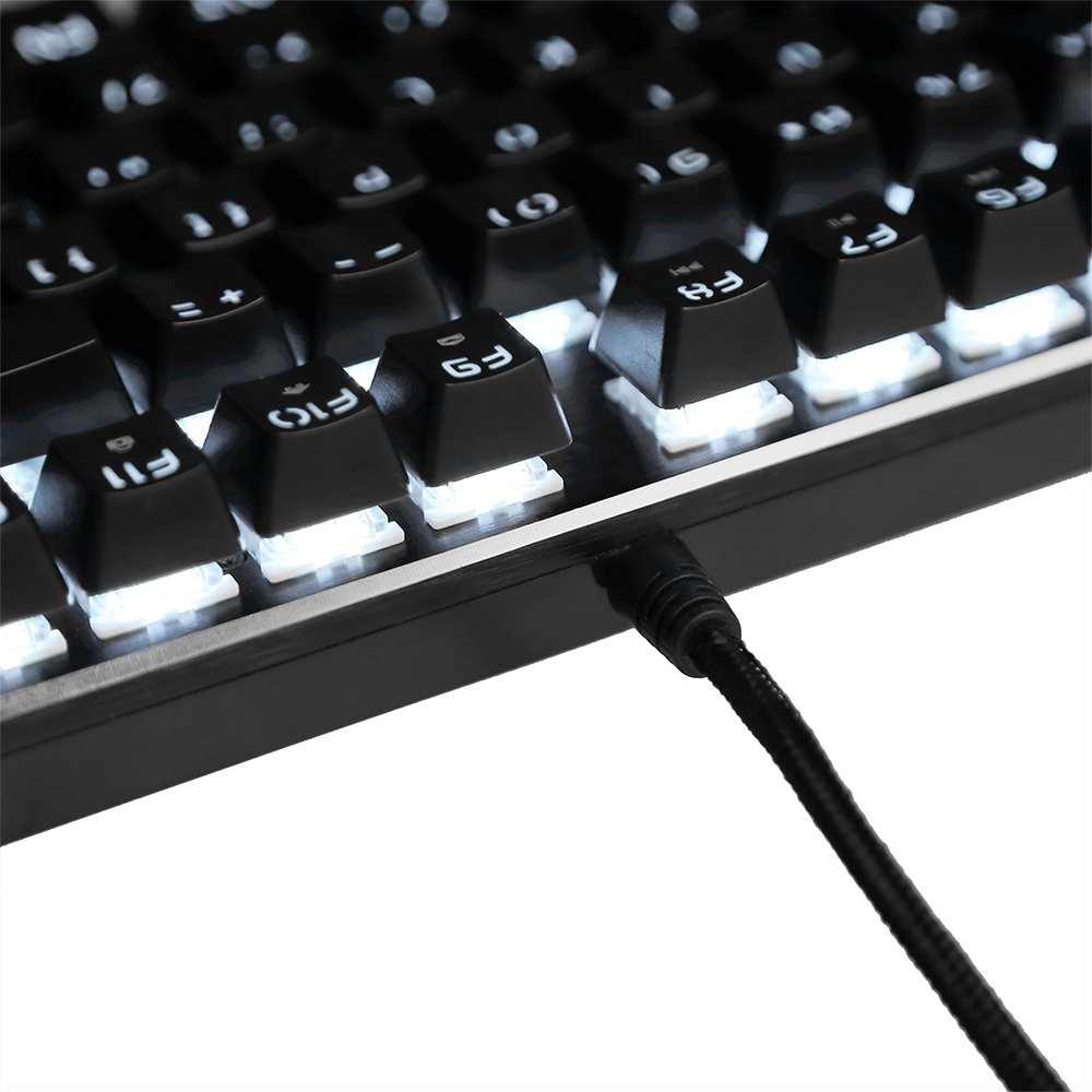 Philips Mechanical Gaming Keyboard Wired Ergonomic Keyboard with Blue Switch, LED Backlit, 9 Cool Switchable Light Effects, Aluminium Alloy Panel (Black)