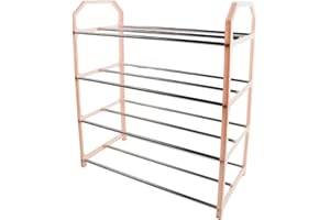 Metal Shoe Rack Living Room Space-Saving for Black Shoe Storage Organizer with Sturdy Steel Construction 50x42x18cm Holds Sne