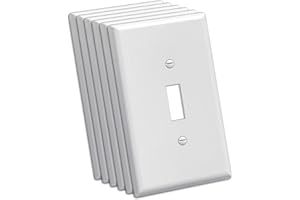 BESTTEN 6 Pack 1-Gang Midsize Toggle Wall Plate, Unbreakable Polycarbonate Midsized Light Switch Cover, cETL Listed Midway Si