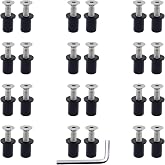 MAYEHAY 24 Pairs M5 Neoprene Rubber Well Nuts for Kayak with Brass Inserts | M5 Well Nut Kit with Stainless Steel Hex Socket Bolts, Blind Fastener for Motorcycle Fairing, Windscreen, Marine, Kayak